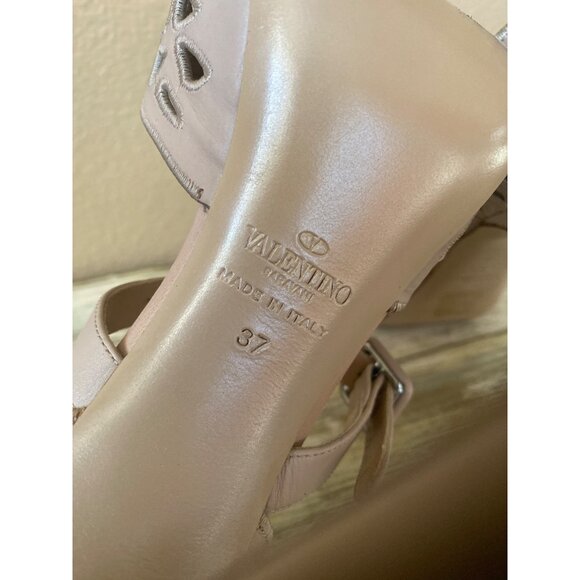 Valentino Garavani Nude Laser Cut Mary Jane Peep Toe Heels Sz 37 Made in Italy - Picture 7 of 14